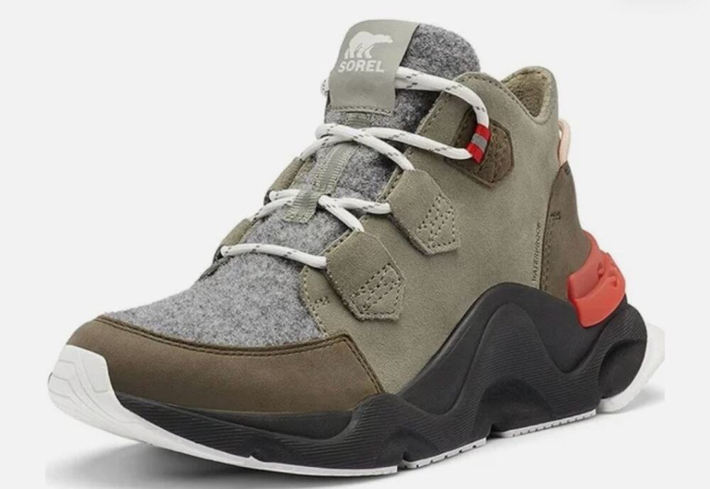Sorel Women's Kinetic RNEGD Caribou WP Boot, Grey Green/Alpine Tundra Sz 6
